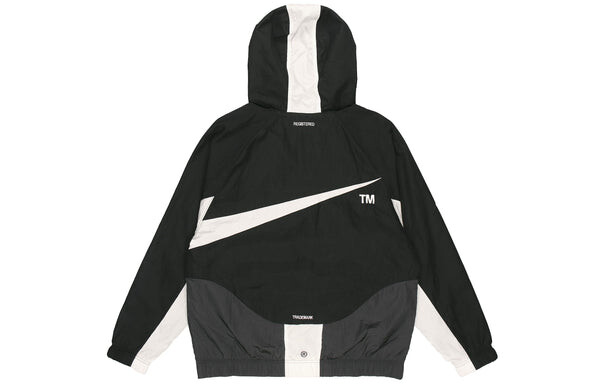 Куртка Men's Nike Sportswear Swoosh Hooded Woven Large Logo Jacket Autumn Black, черный — фото 2