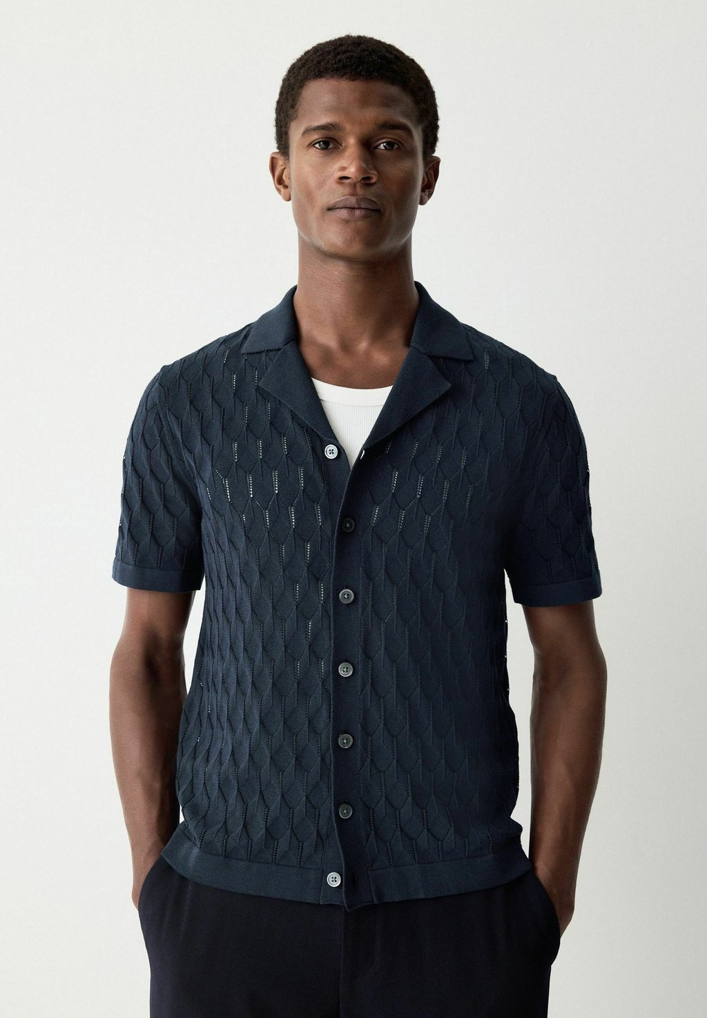 

Рубашка REGULAR FIT- SHORT SLEEVE CUBAN COLLAR Next, синий