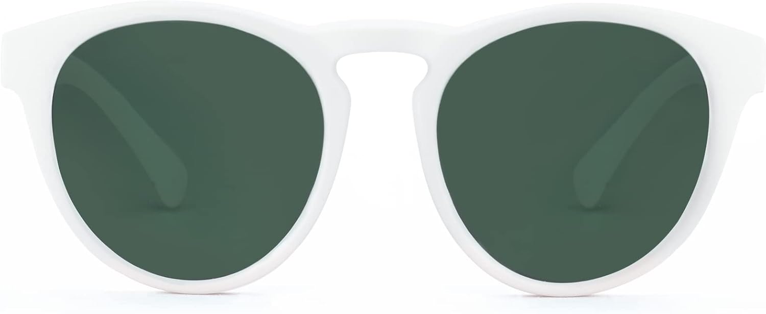 

Солнцезащитные очки «кошачий глаз» в стиле ретро-винтаж, нескользящие круглые солнцезащитные очки для мужчин и женщин, поляризованные/неполяризованные линзы, защита от УФ-излучения Konlley, Matte White/Dark Green Non-polarized