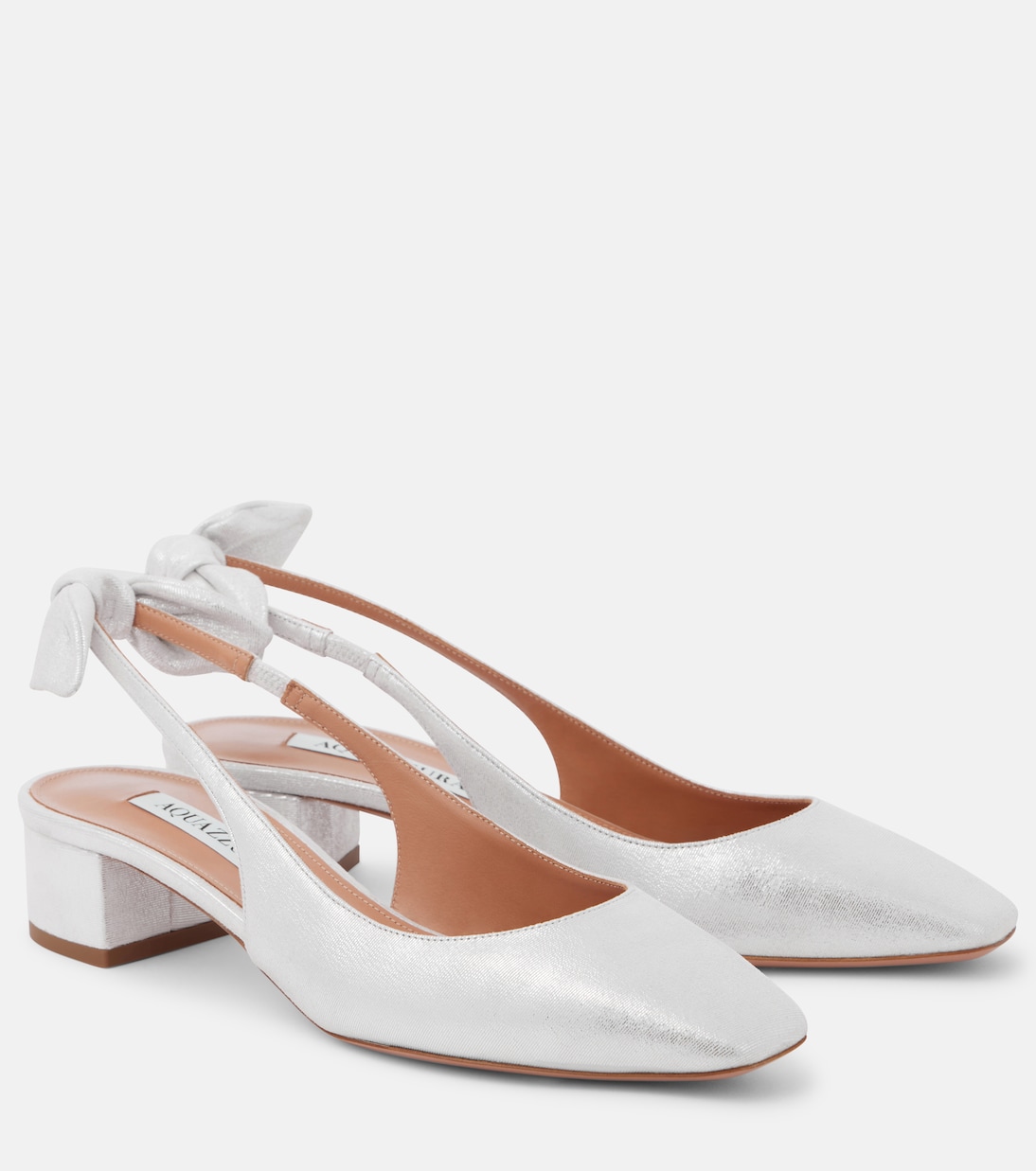 Туфли-лодочки Very Bow из кожи с открытой пяткой Aquazzura, серебряный