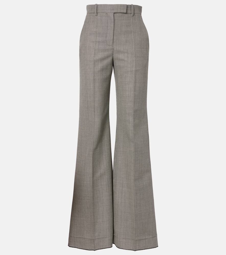 

Широкие брюки из шерсти и мохера в клетку Valentino, Avorio/Nero