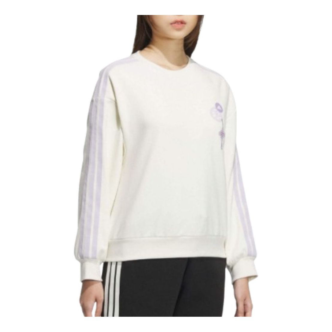 (WMNS) Толстовка Adidas CNY с круглым вырезом, цвет «Белый фиолетовый» — фото 2