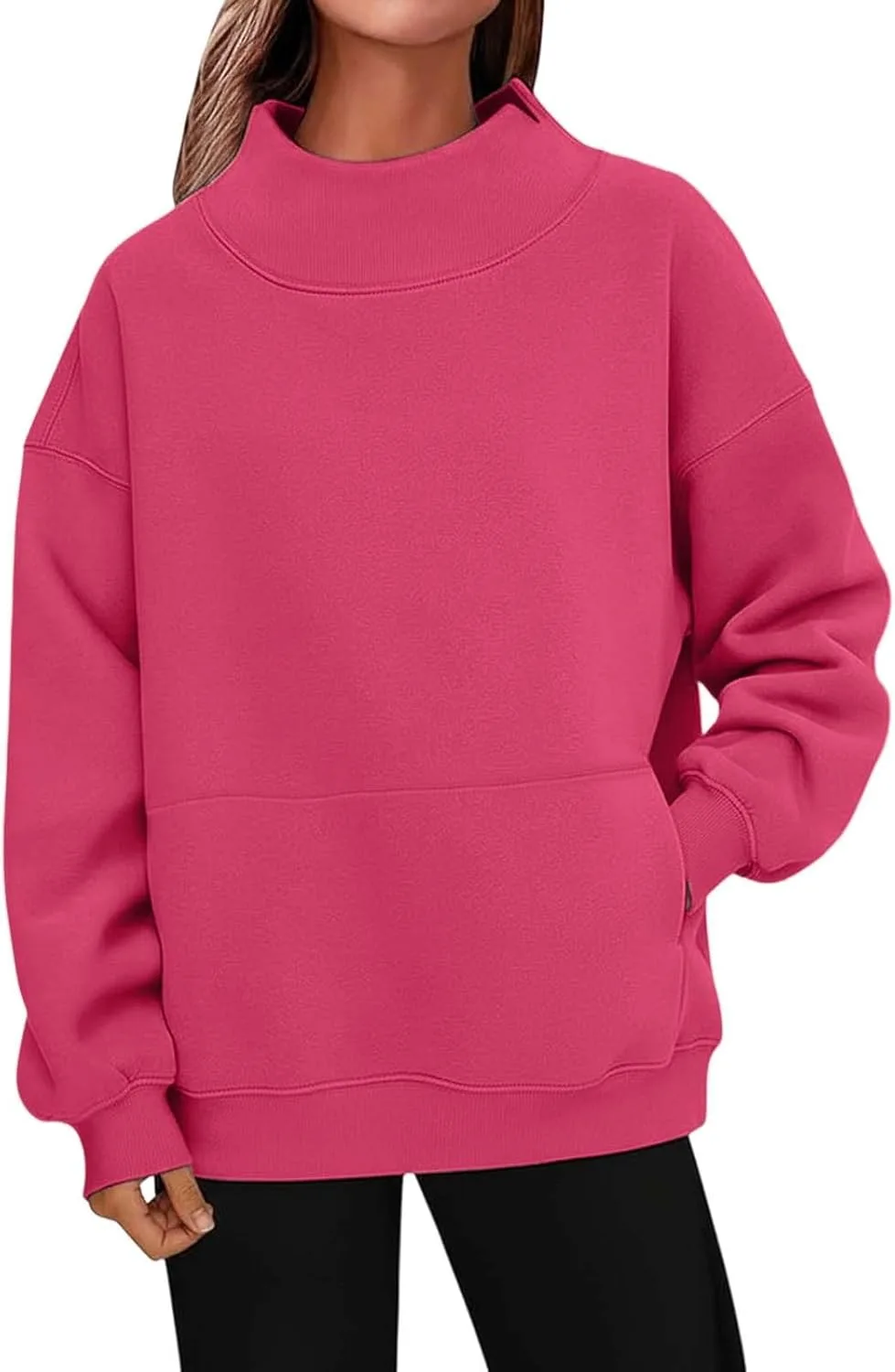 

Свитшот женский оверсайз с воротником-стойкой и карманами XINGJIAARTS