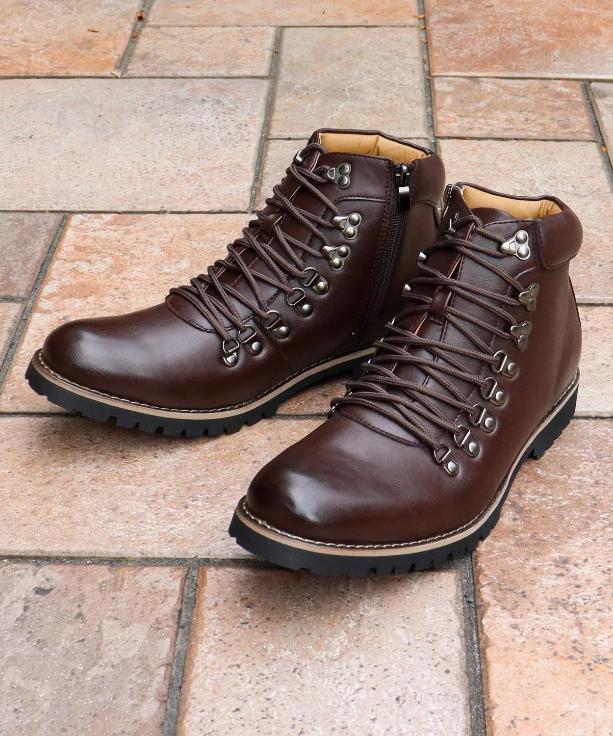 Ботинки горные Casual Mountain Boots из синтетической кожи, на шнуровке, темно-коричневые