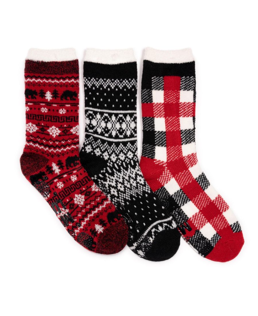 

Женские домашние носки, 3 шт, высокие, уютные, на подкладке MUK LUKS, Red/black pack