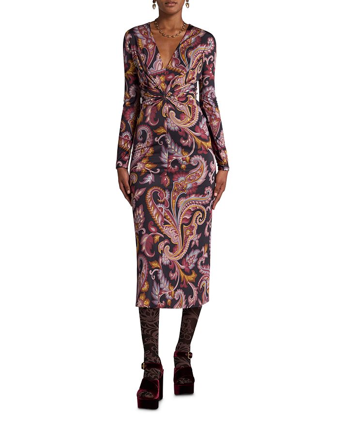 

Платье миди с перекрученным передом Etro, мультиколор