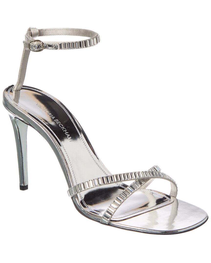 Victoria Beckham Rhinestone Satin Sandal, серебряный