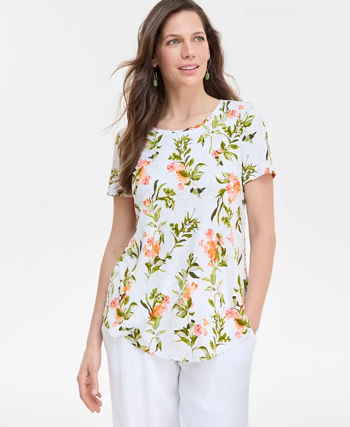 

Футболка с коротким рукавом Petite Lush Garden Print JM Collection, мультиколор