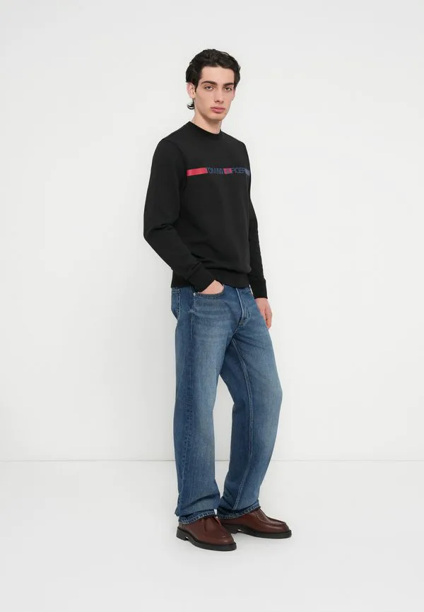 Толстовка с логотипом в полоску из французского махрового трикотажа Tommy Hilfiger, Black — фото 2