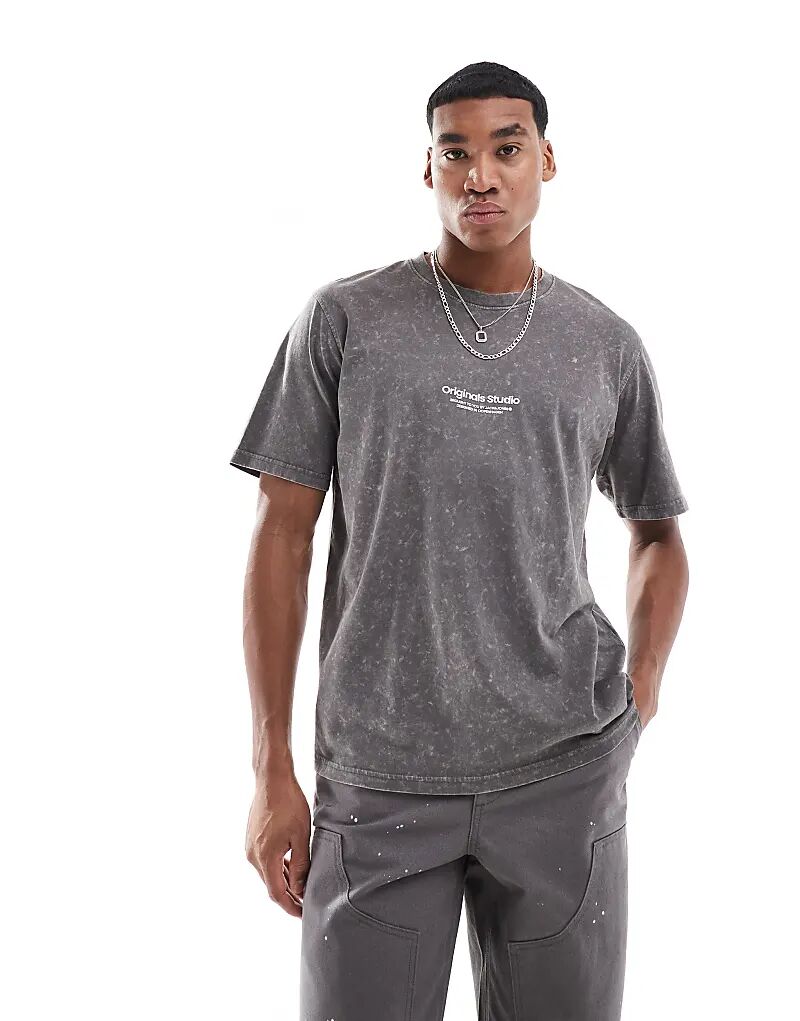 

Футболка oversize originals с логотипом на груди в сером цвете Jack & Jones
