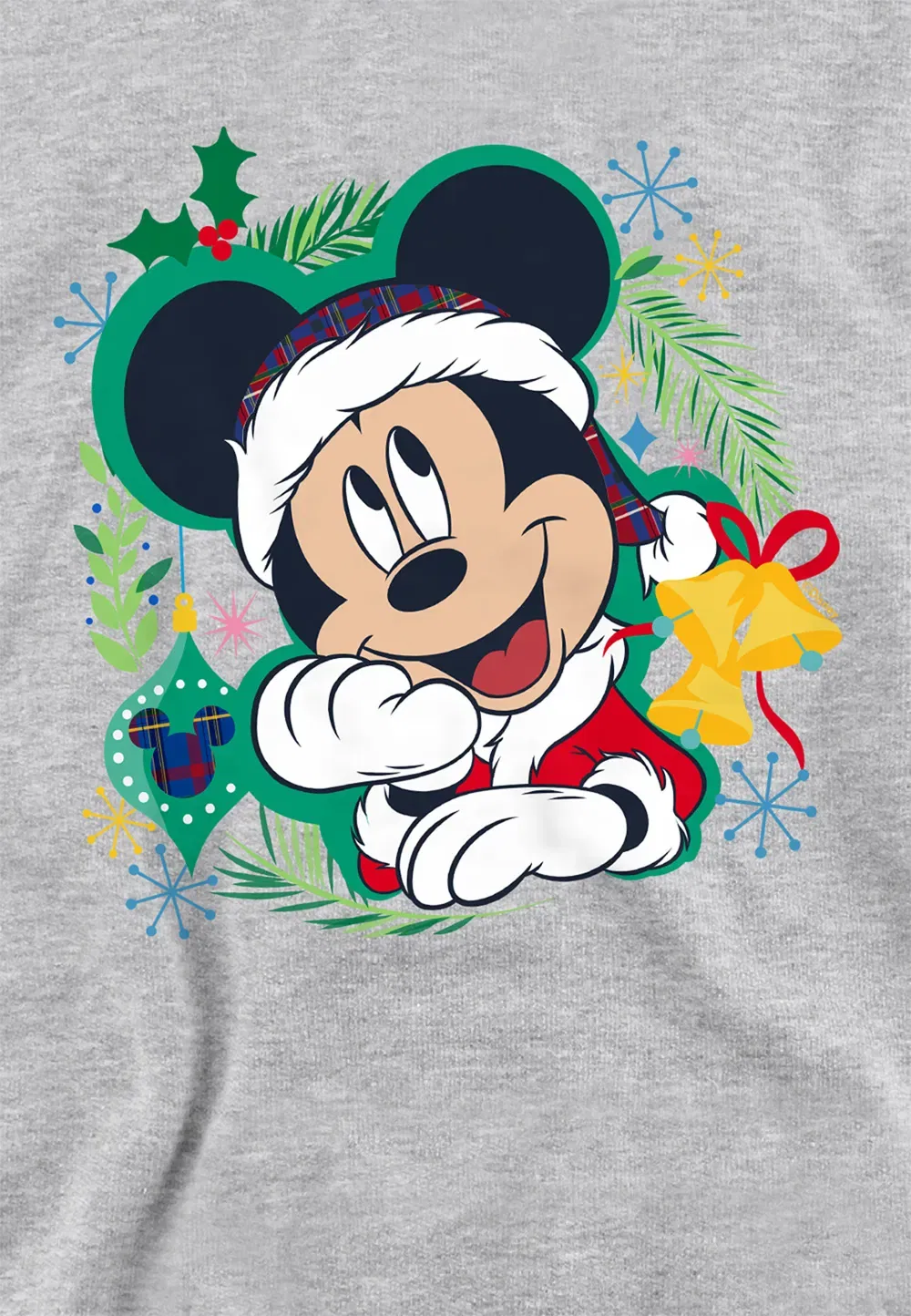Детский худи Mickey Mouse Christmas Wreath Disney, серый — фото 2