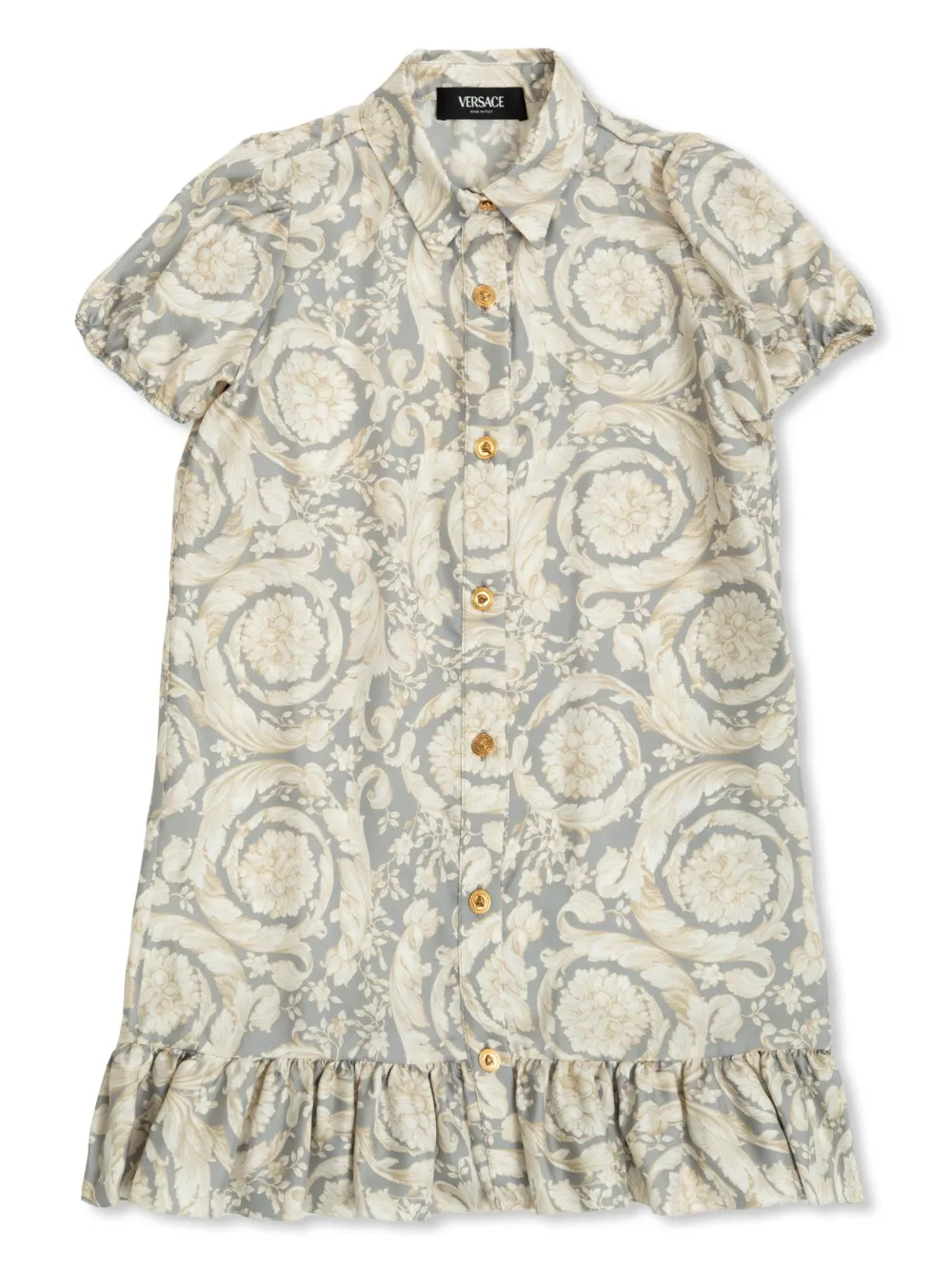 

Короткое платье с принтом Barocco Versace Kids, серый