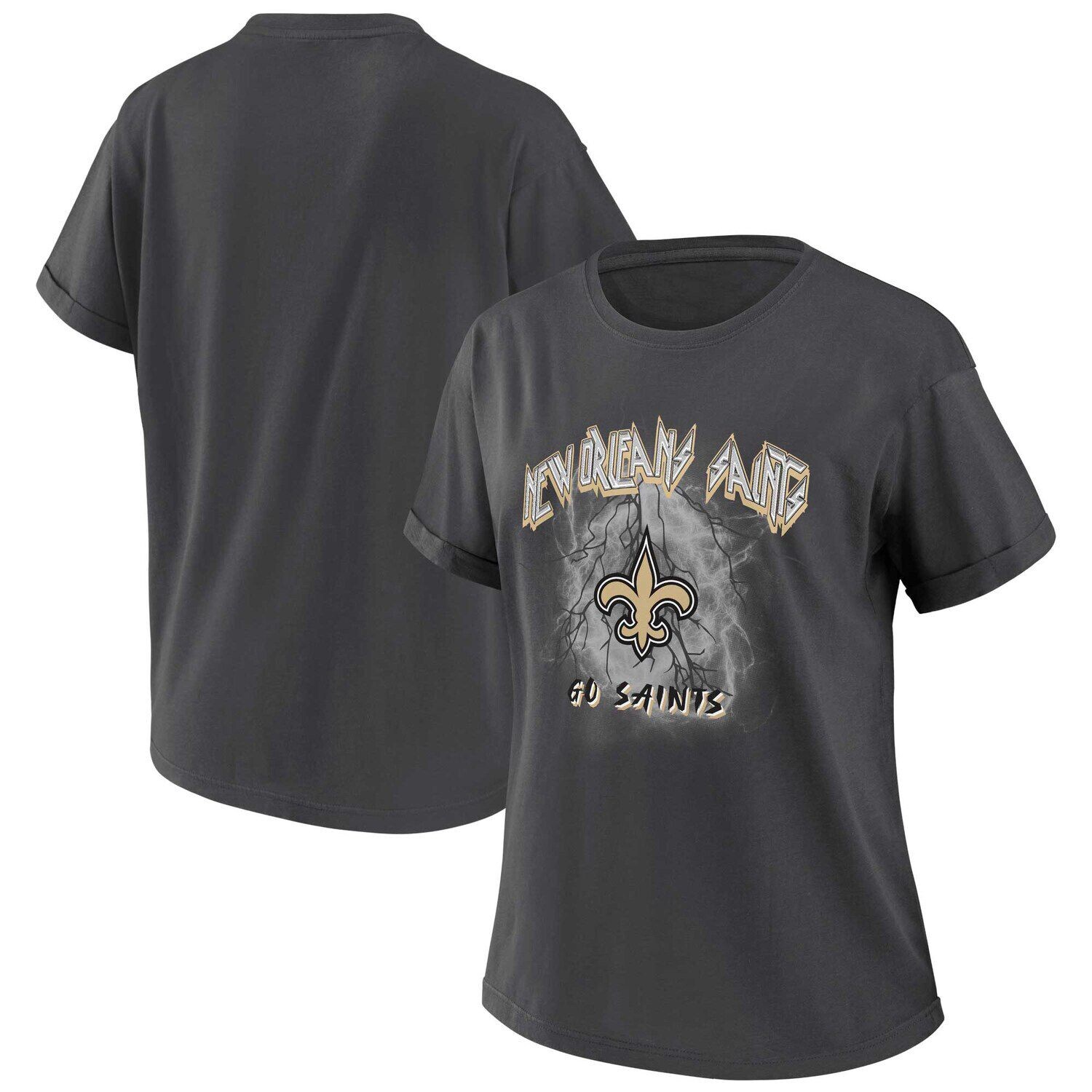 

Женская одежда WEAR by Erin Andrews Темно-угольная футболка-бойфренд New Orleans Saints