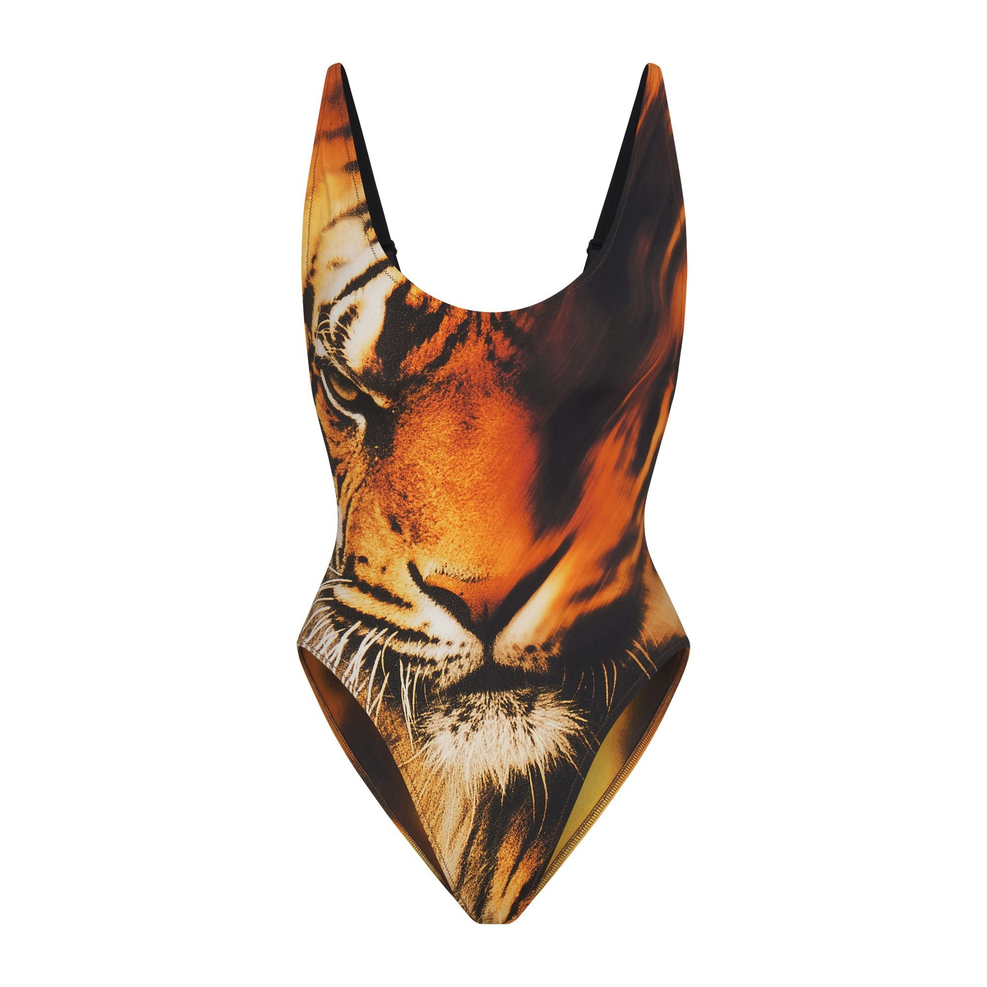 

Купальник Roberto Cavalli SS25 с круглым вырезом Skims, Tiger Face Print