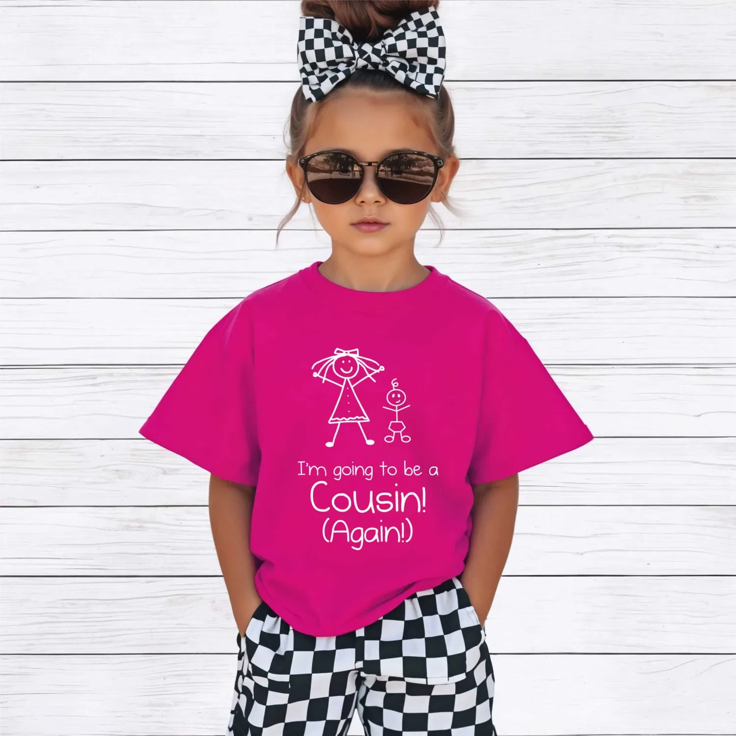 Футболка детская I'm Going to be a Big Cousin Again, 60 Second Makeover, розовый