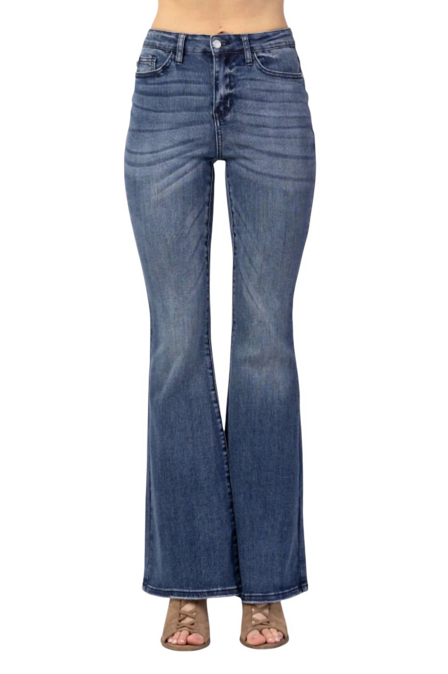 

Расклешенные джинсы средней потертости Judy Blue, цвет medium wash