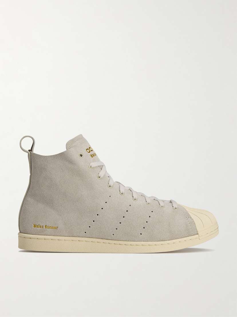 Кроссовки Wales Bonner Superstar Hi из перфорированной замши Adidas Originals, бежевый