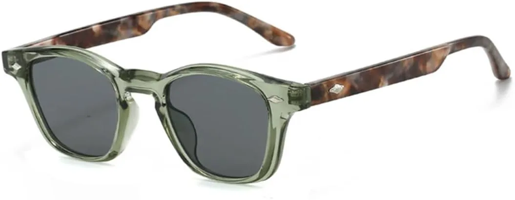 

Модные двухцветные солнцезащитные очки «кошачий глаз» для женщин, ретро-очки с заклепками для мужчин, защита от УФ-излучения UV400 UATXTAU, Green Pattern Gray