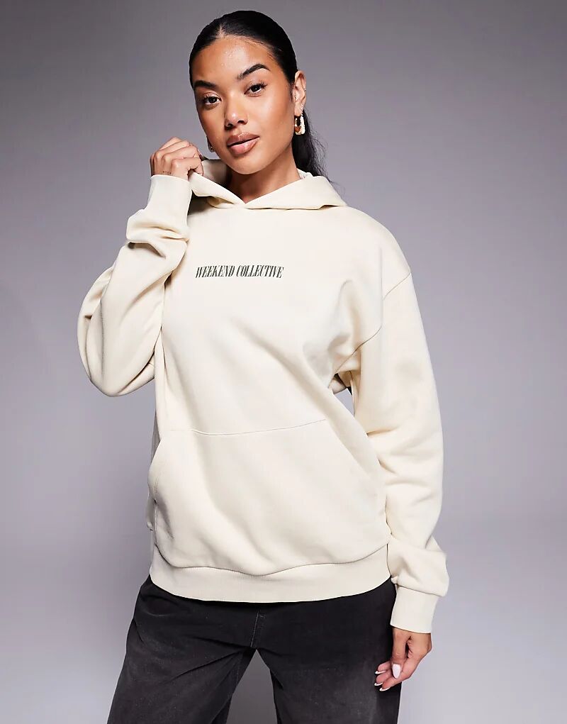 

Худи Weekend Collective оверсайз с логотипом цвета камня на спине
