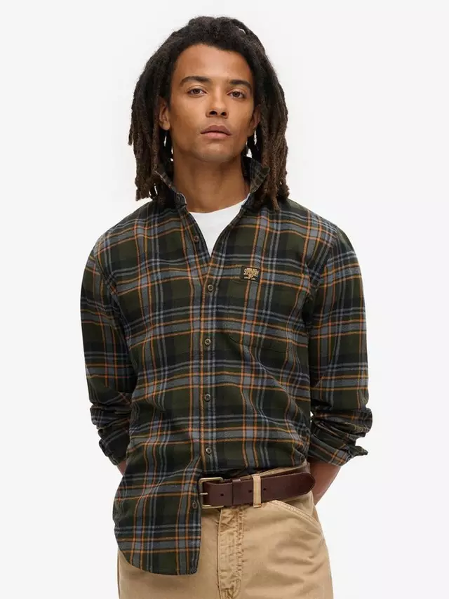 

Рубашка Superdry Long, цвет buckshot/check/olive