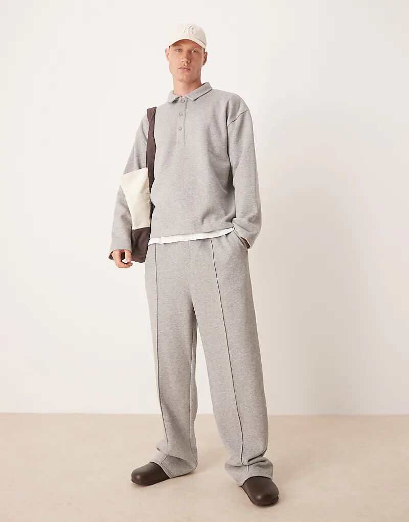 

Широкие элегантные спортивные брюки ASOS DESIGN серого меланжевого цвета — часть комплекта