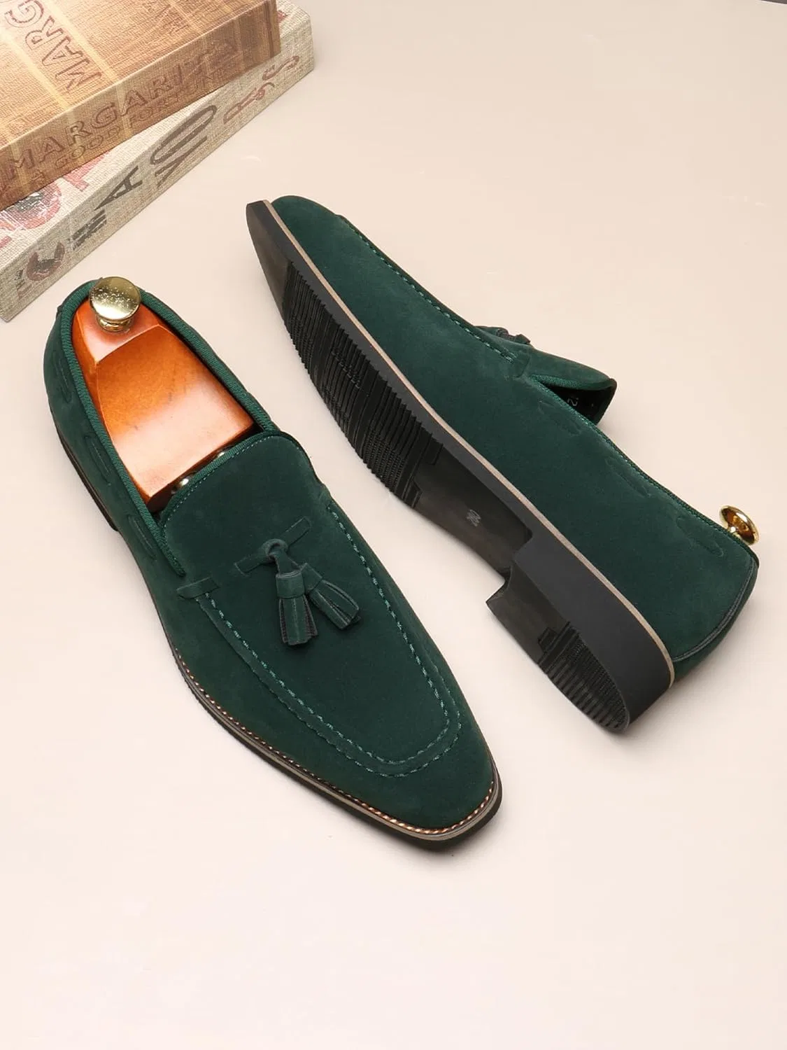 Лоферы классические Men's Slip-On Tassel Loafers, зеленый SJIUTLYUE — фото 3