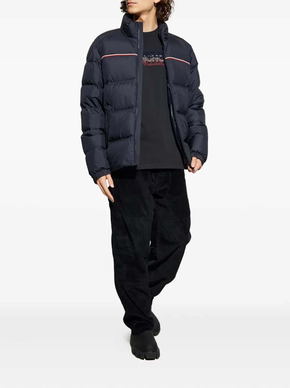 Хлопковая футболка с логотипом MONCLER, синий — фото 2