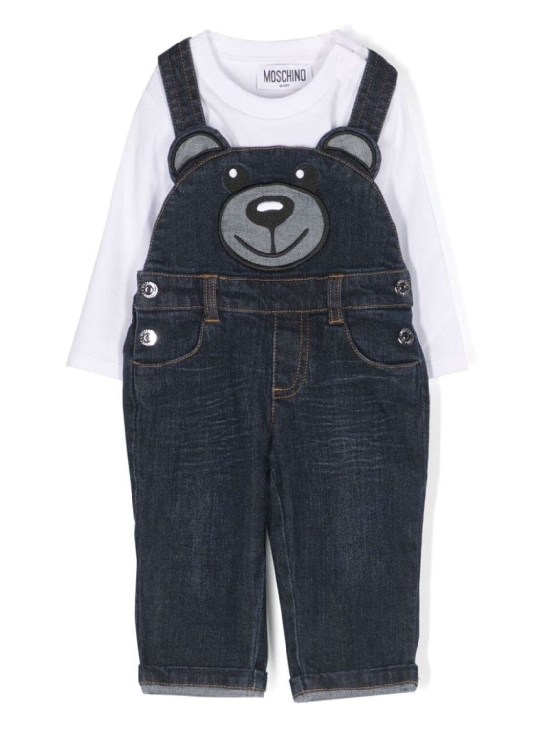 

Moschino Kids джинсовый комбинезон Teddy Bear, белый