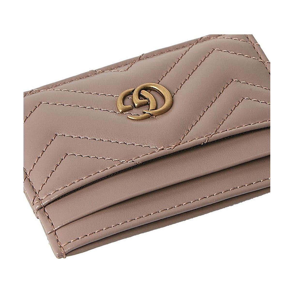 Кожаный зажим для карт с тиснением Женский телесно-розовый GUCCI — фото 4