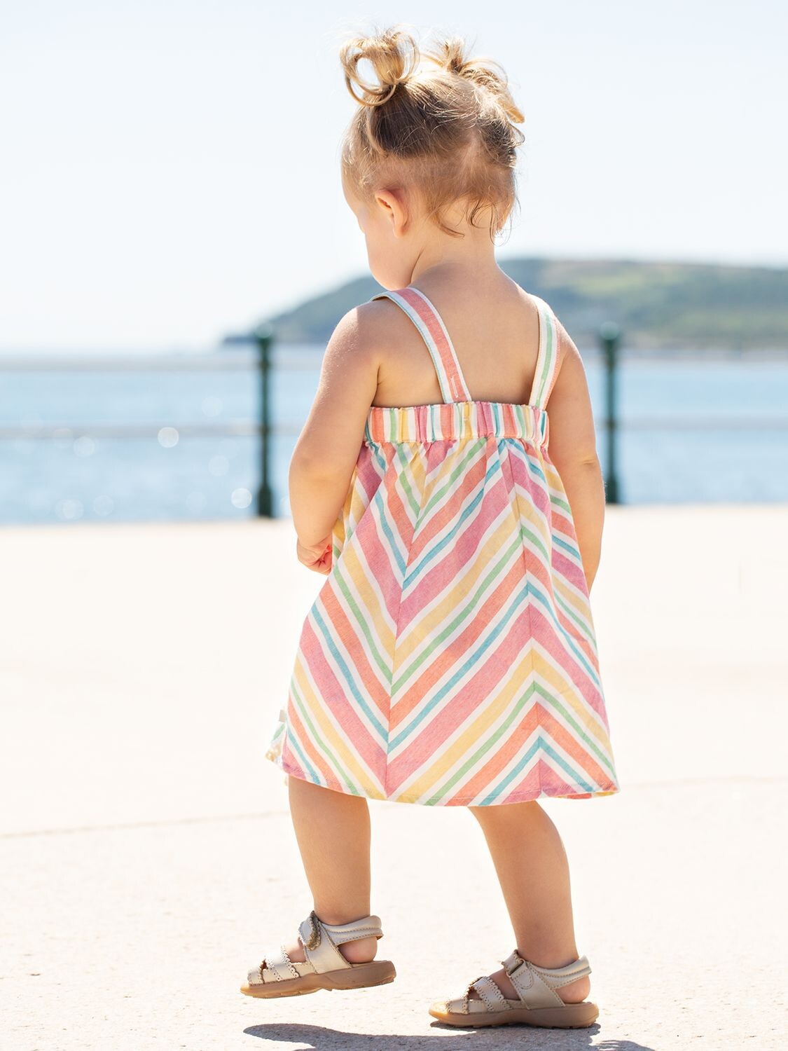 

Платье в полоску для пляжной вечеринки Baby Jess из органического хлопка Frugi, мульти