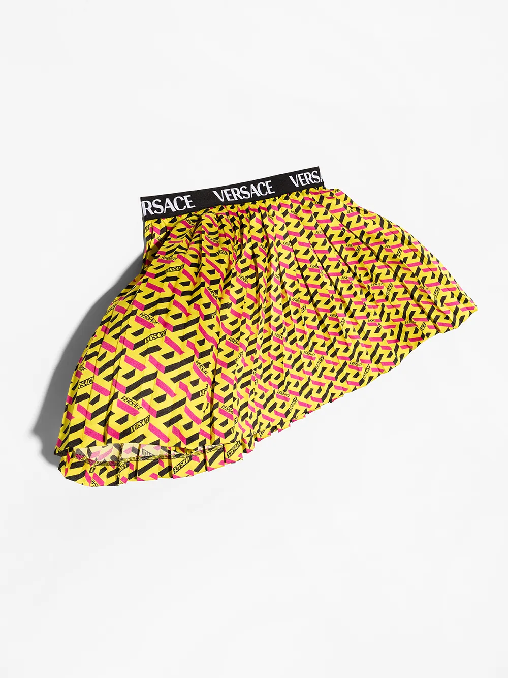 Плиссированная мини-юбка La Greca Versace Kids, желтый — фото 3