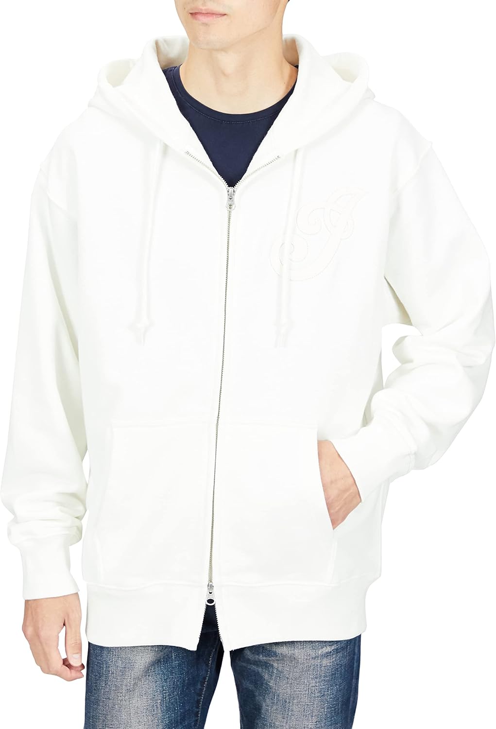 

Индийская толстовка с капюшоном, плотная, на молнии, с инициалами Indian, белый