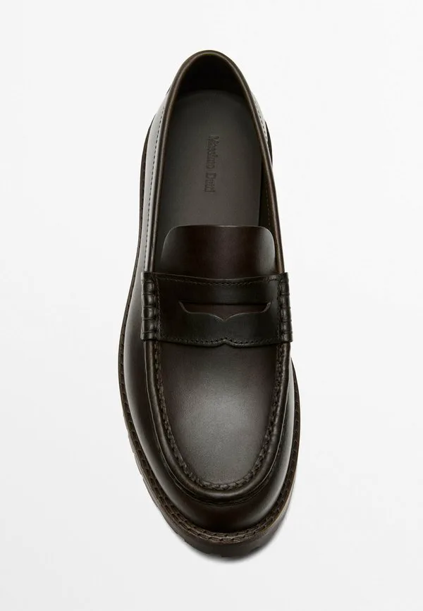 Лоферы с мокасинным носком и слипонами на рифленой подошве Massimo Dutti, Dark Brown — фото 3