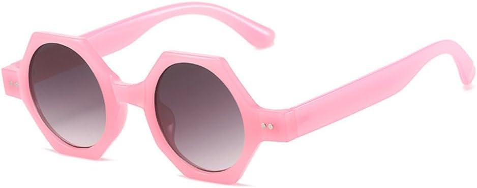 

Солнцезащитные очки LVTFCO в стиле ретро с многоугольными линзами для женщин, модные панк-очки, круглые солнцезащитные очки для мужчин, очки с шестиугольными заклепками, Pink Gray