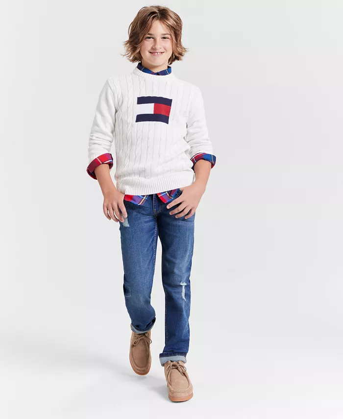 Прямые джинсы Big Boys Straight-Fit Niagara с эффектом стрейч Tommy Hilfiger, синий — фото 2