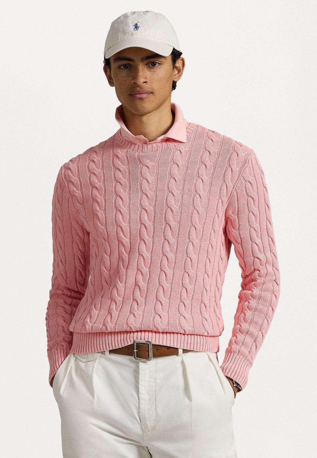 

Джемпер CABLE-KNIT MINERAL-DYED COTTON SWEATER Polo Ralph Lauren, розовый