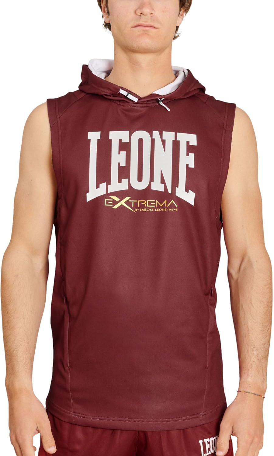

Толстовка без рукавов с логотипом, капюшоном, без рукавов, унисекс, для взрослых Leone 1947, красный