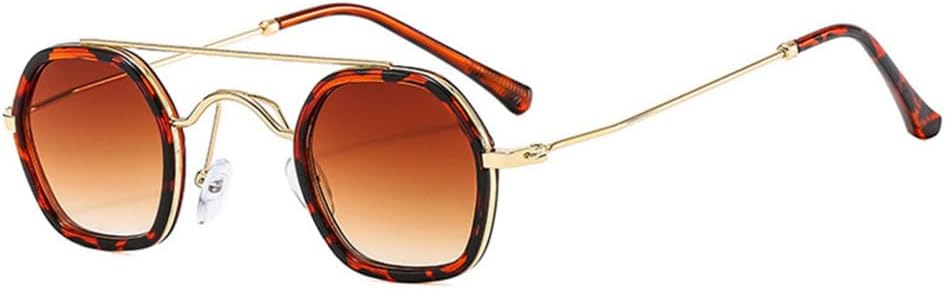 

MUTYNE Ретро многоугольные квадратные солнцезащитные очки для мужчин, модные, с двойной перемычкой, градиентные, солнцезащитные очки UV400, панк-очки UV400, C06 Leopard Tea