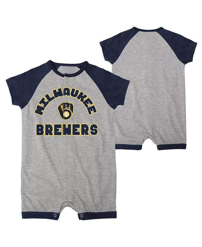 

Новорожденные мальчики и девочки, младенец, серый цвет, Milwaukee Brewers Extra Base Hit, реглан, комбинезон на кнопках Outerstuff