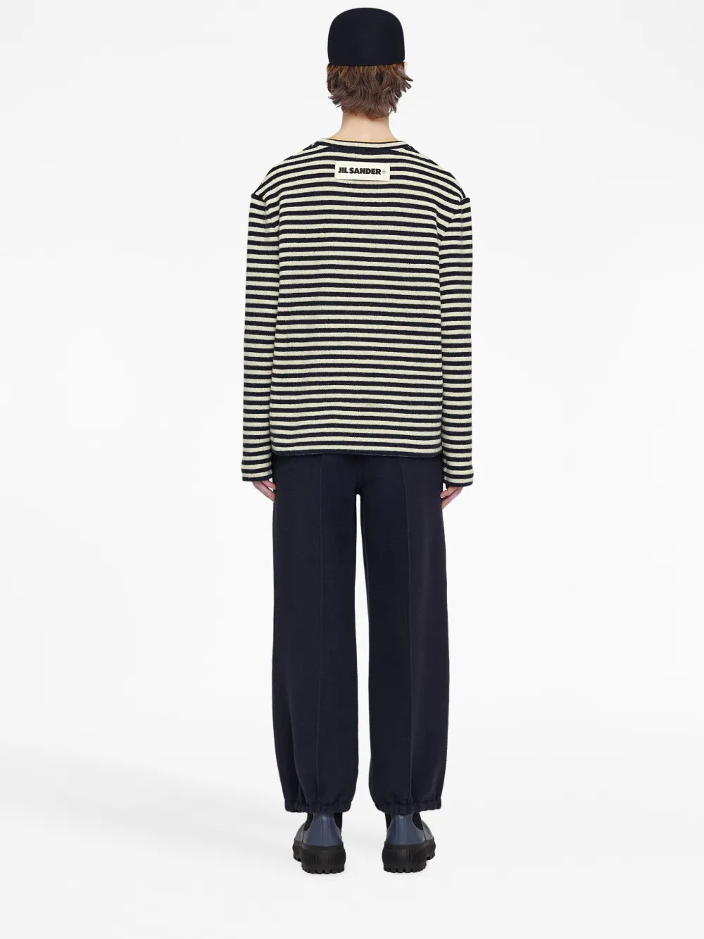 Футболка в полоску с нашивкой-логотипом JIL SANDER, черный — фото 4