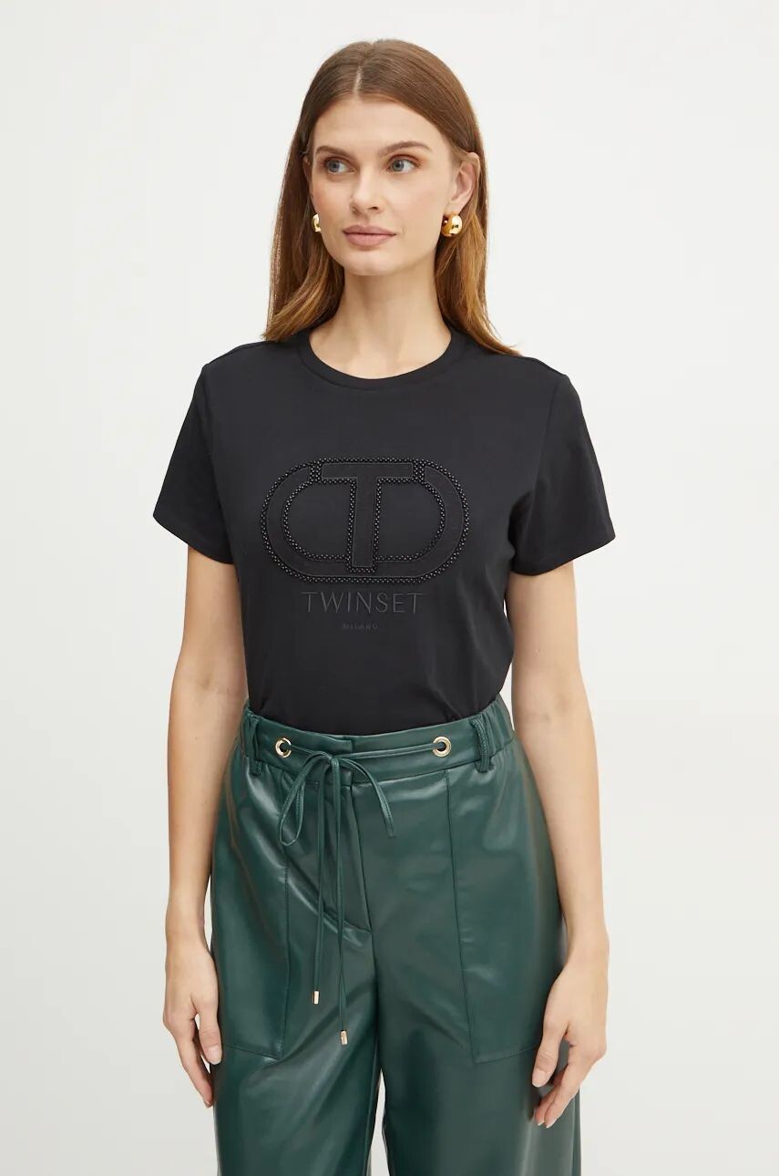 

Хлопковая футболка Twinset, черный