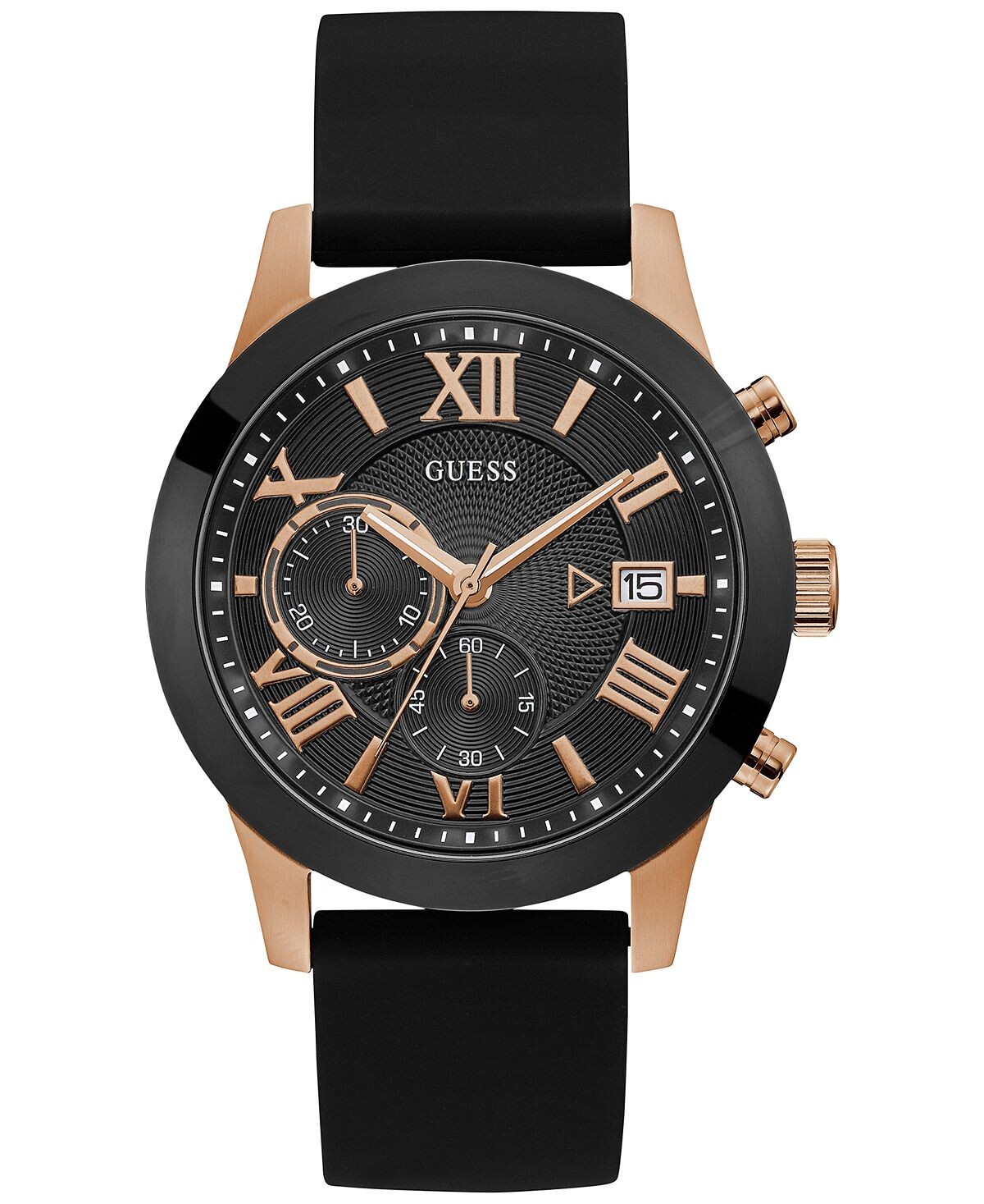 

Мужские часы с черным силиконовым ремешком 45 мм GUESS