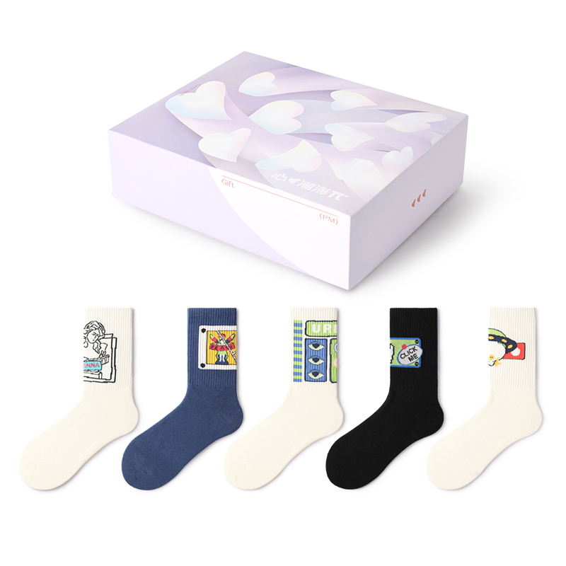 

Носки до середины голени, осень-зима, унисекс, 5 пар Primeet, 5-Pack (Graffiti Skateboard Trendy Socks)