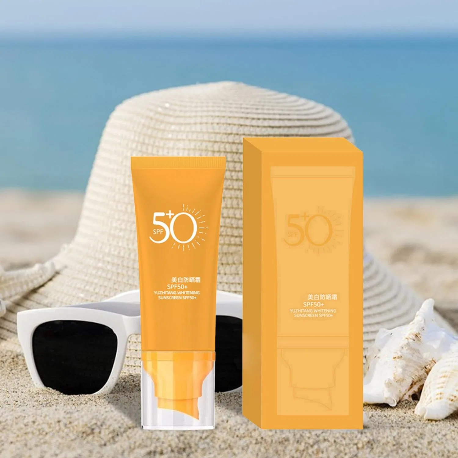 Солнцезащитный крем для лица и тела SPF 50+++, водостойкий, не липкий, желтый — фото 2