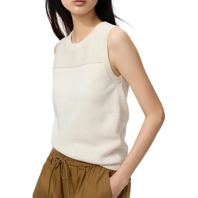 Топ женский Ivory с круглым вырезом, прямой средней посадки UNIQLO