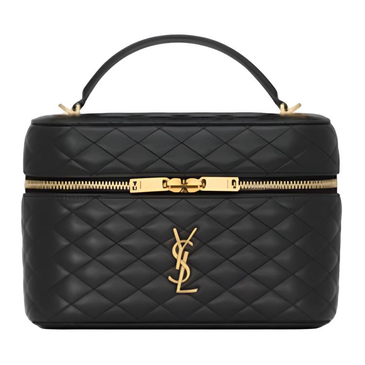 

SAINT LAURENT Косметичка из овчины большая женская черная