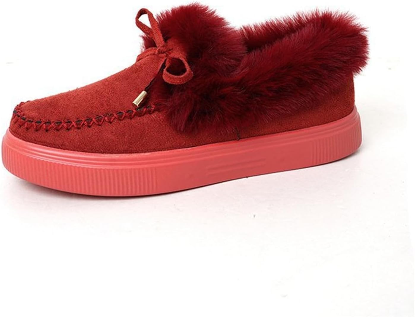 

Зимние плоские ботинки для женщин и мужчин с теплым мехом, на шнуровке, ботильоны с пружинящей подошвой, толстые плюшевые повседневные лоферы, удобные, водонепроницаемые модные обувь для дома и улицы Generic, красный