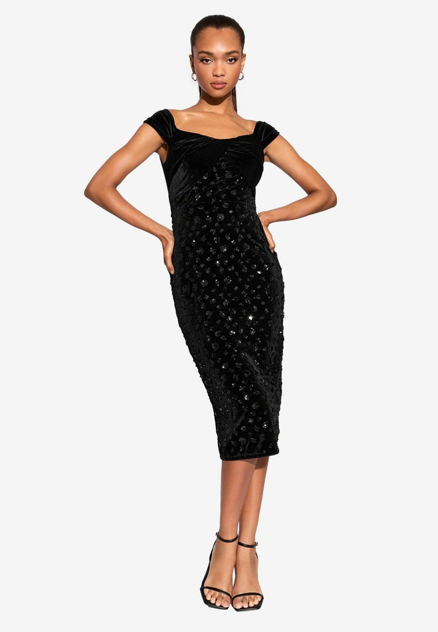 

Платье Lipsy SEQUIN MIX BARDOT BODYCON MIDI, Black