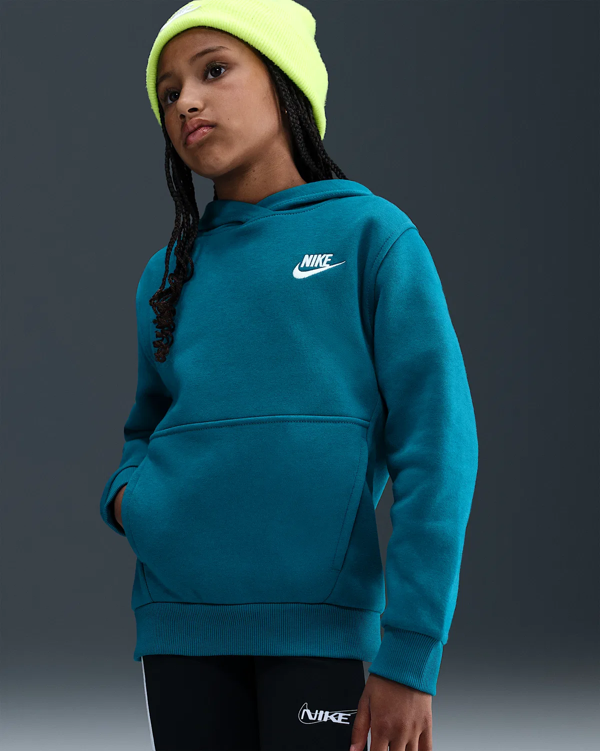 Детская толстовка Nike Sportswear Club Fleece, Green Abyss/White — фото 2