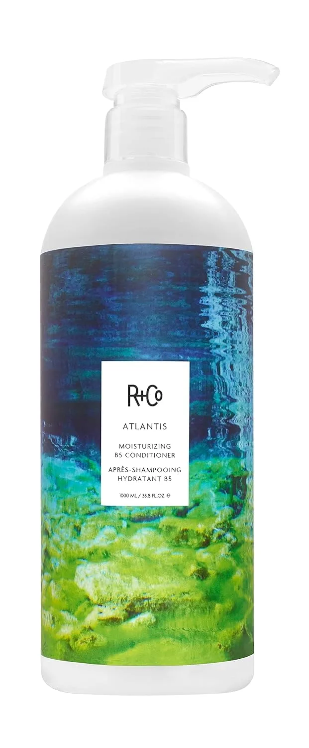 R+Co Atlantis увлажняющий кондиционер с витамином B5 для сухих и поврежденных волос, восстанавливает влагу, смягчает и придает блеск, веганский, без сульфатов, безопасный для окрашенных волос 1000 мл (1 шт.)